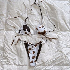 Zaful Brown and White Bikini Swimwear